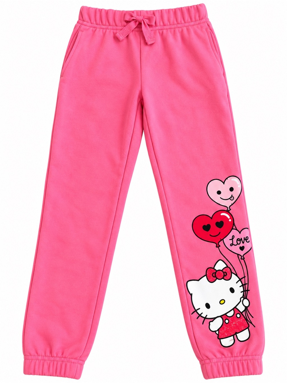 Hello Kitty Bright Pink Fleece Pajama Bottoms with Balloon Graphic